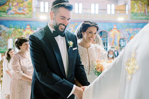 Glamorous – bohemian wedding in Vouliagmeni Lake with romantic details │ Evelina & George