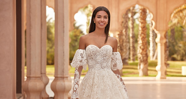 demetrios bridesmaid dresses Strapless Pearl-Embellished Ball Gown Wedding Dress