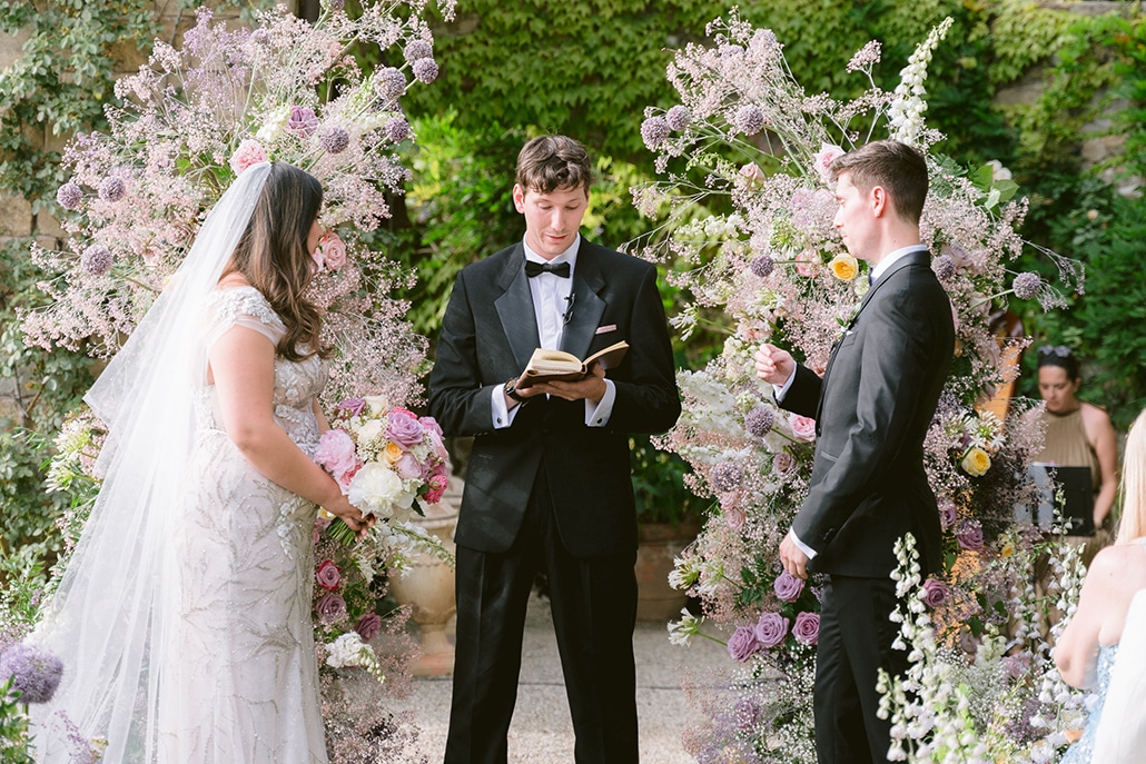 Modern garden wedding in Florence Italy with lush florals | Clare & Ross