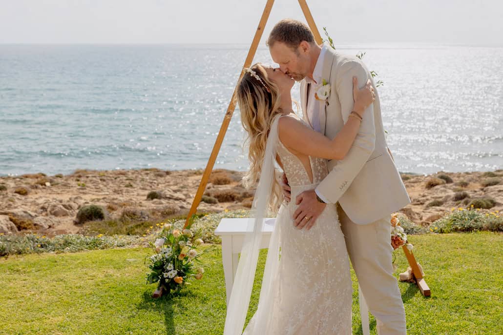 Boho chic destination wedding by the sea in Cyprus | Francesca & Tim