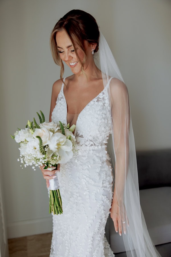 Classic Timeless Wedding By The Sea White Blooms