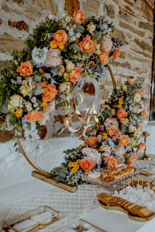 Colorful Floral Details Destination Wedding Greece