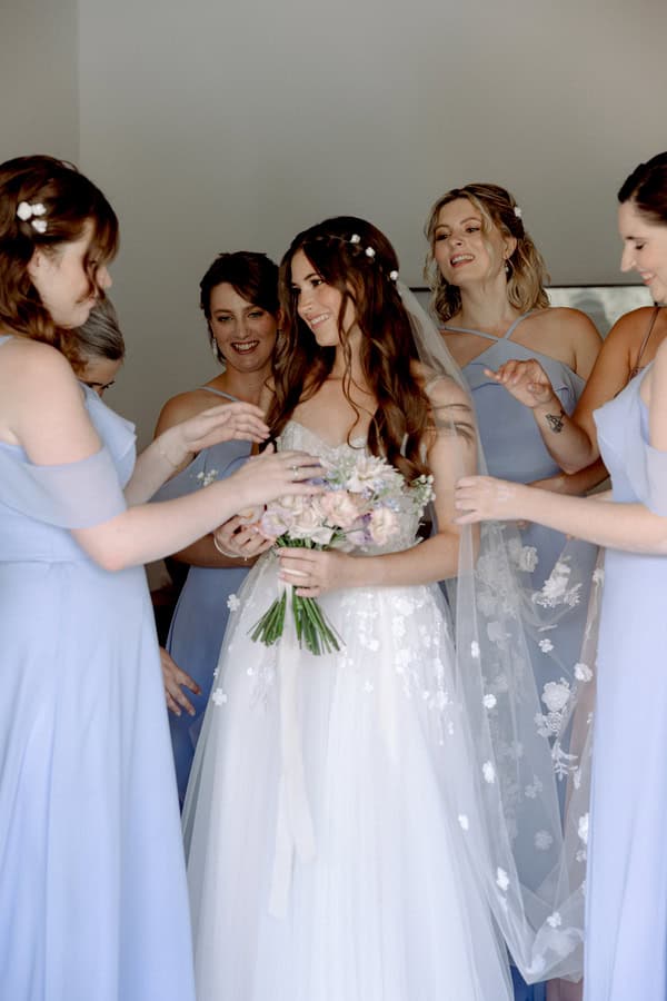 Pastel Colored Wedding Ceremony Stone Bridge Casale Panayiotis