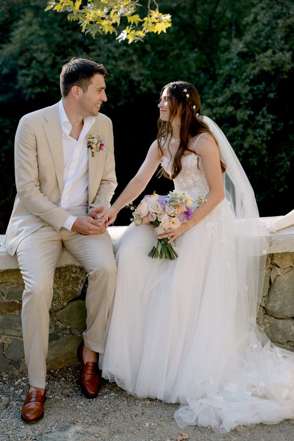 Pastel Colored Wedding Ceremony Stone Bridge Casale Panayiotis