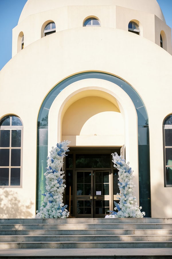 Timeless Athens Wedding Chandeliers Lush White Flowers