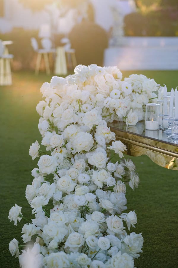 Timeless Athens Wedding Chandeliers Lush White Flowers