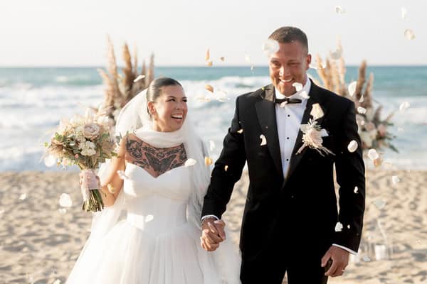 Beach wedding in earthy tones with a cozy boho vibe | Paige & Cole