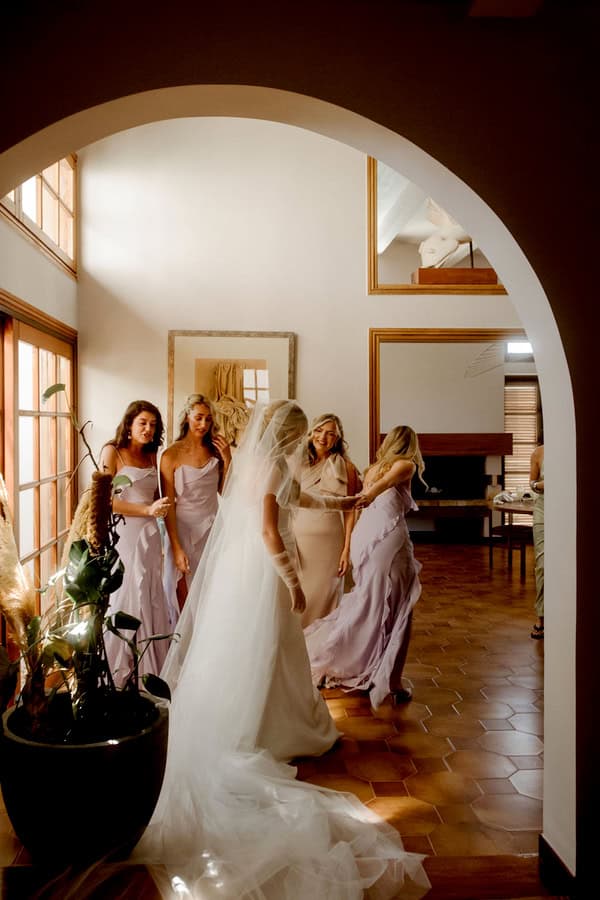 Refined Weddingwith Neutral Florals And Mountain Views