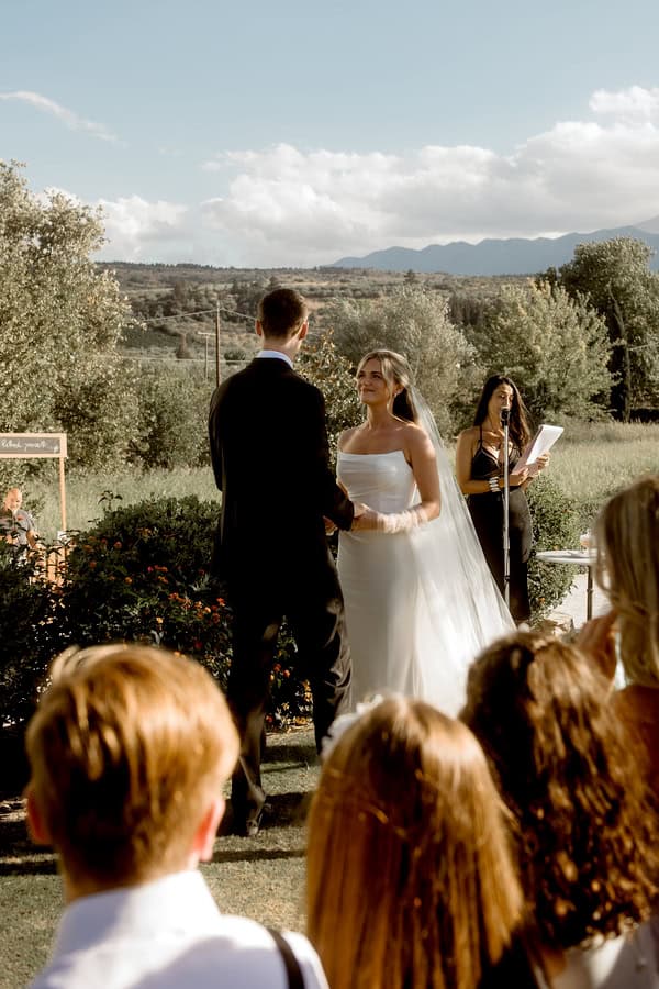 Refined Weddingwith Neutral Florals And Mountain Views