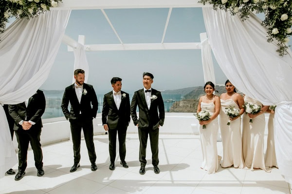 Spring Destination Wedding Santorini White Roses Chic Details