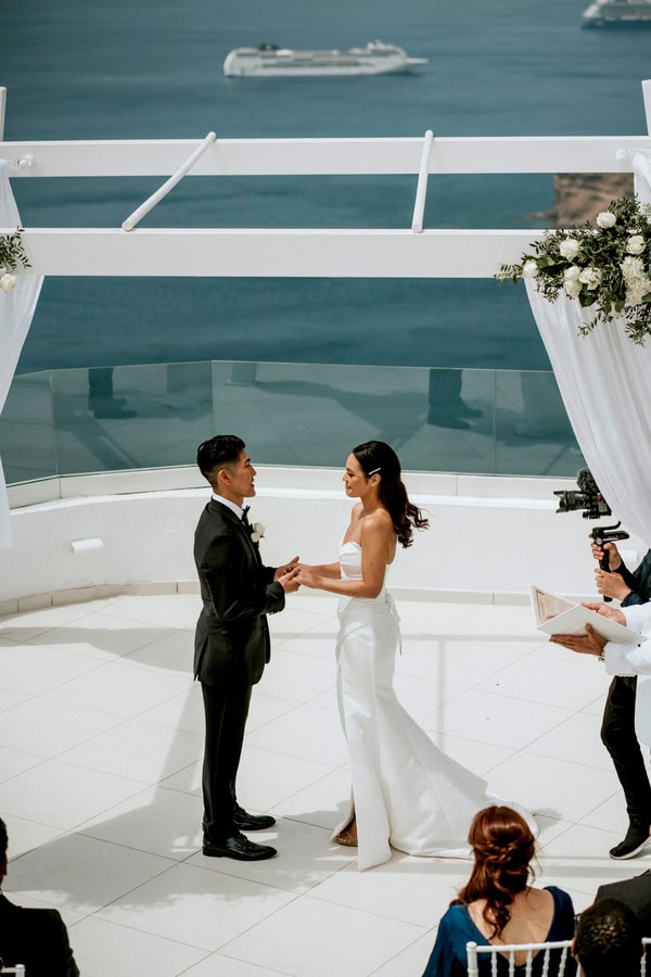 Spring Destination Wedding Santorini White Roses Chic Details