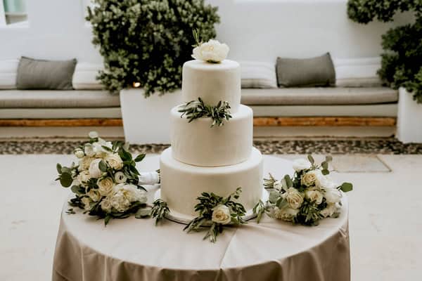 Spring Destination Wedding Santorini White Roses Chic Details