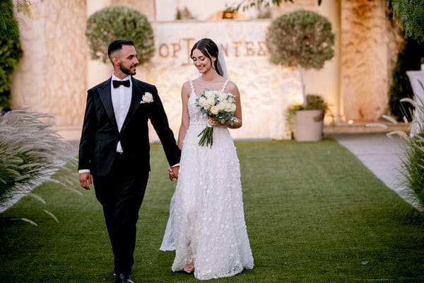 Romantic summer wedding at Ktima Orizontes with timeless white details | Sophia & Demosthenes