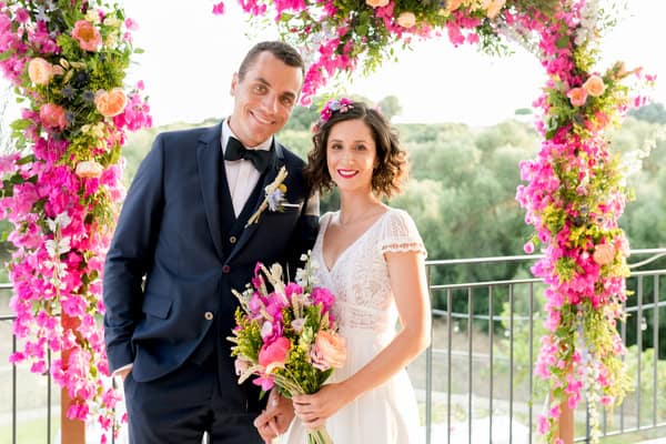 A romantic summer celebration in Kefalonia filled with bougainvillea | Eirini & Leonidas