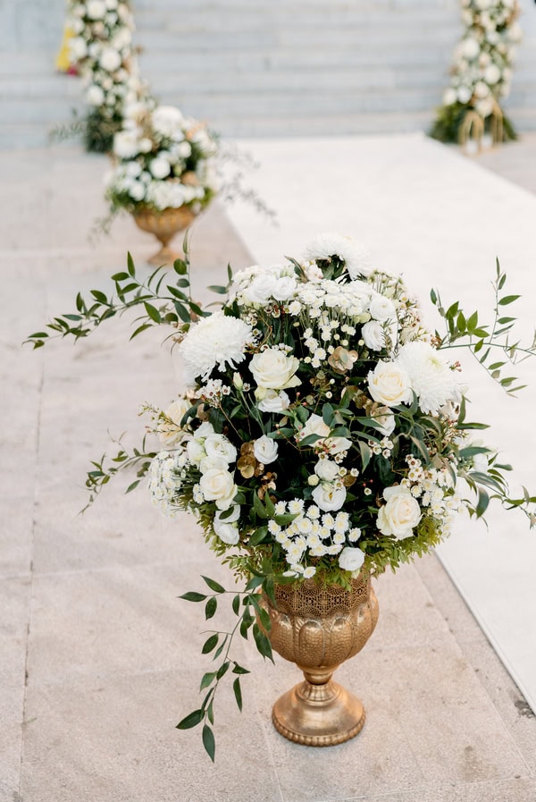 White Floral Golden Accent Wedding