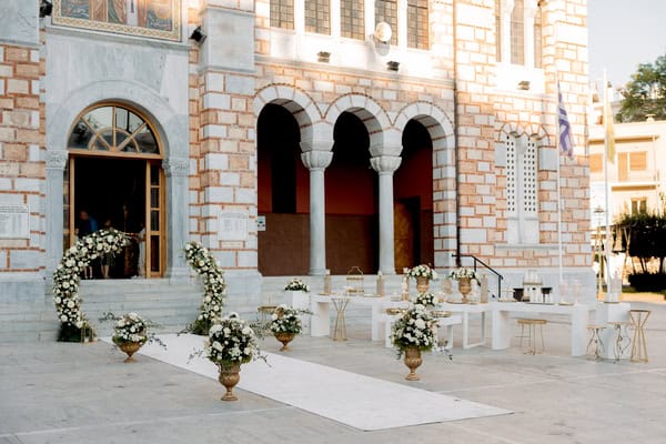 White Floral Golden Accent Wedding