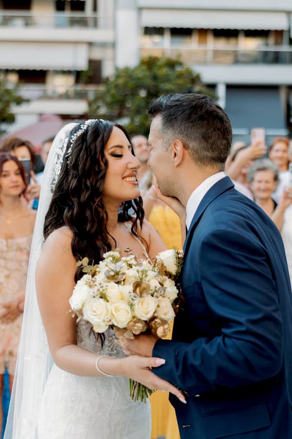 White Floral Golden Accent Wedding