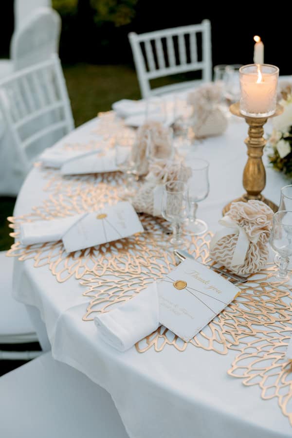 White Floral Golden Accent Wedding