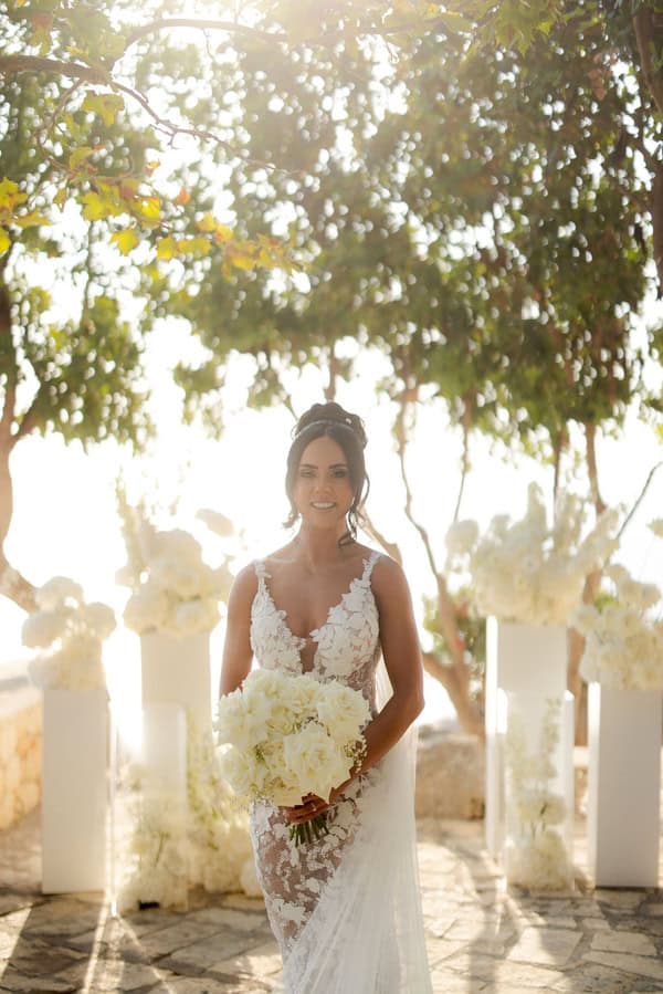 Destination Romantic Wedding Rethymno White Flowers