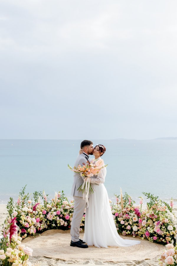 Romantic Beachside Styled Shoot Naxos Pastel Flowers