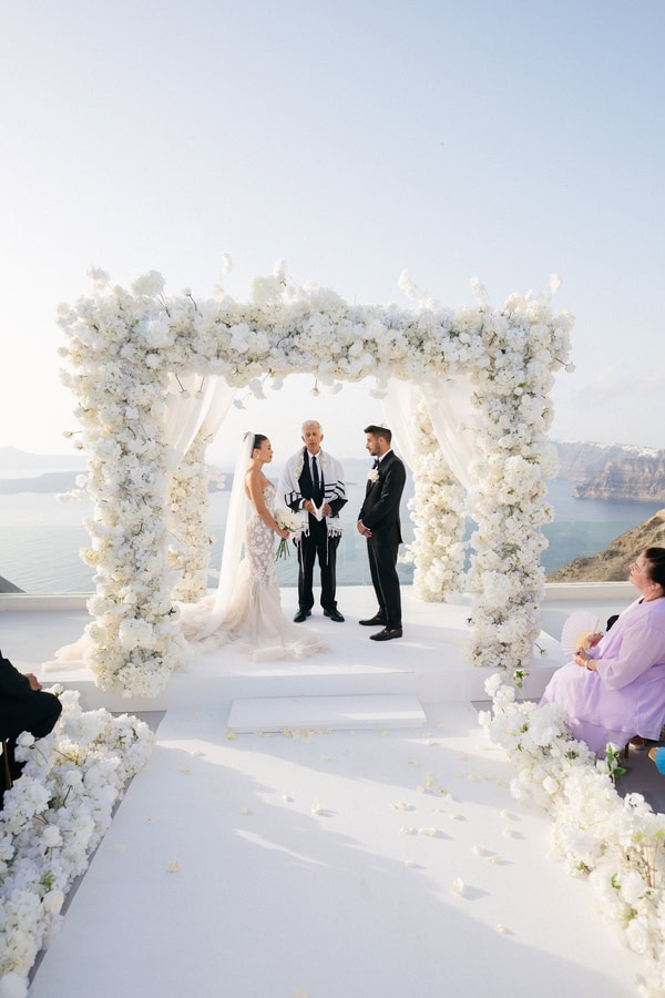 Romantic Destination Wedding Santorini Floral Arch