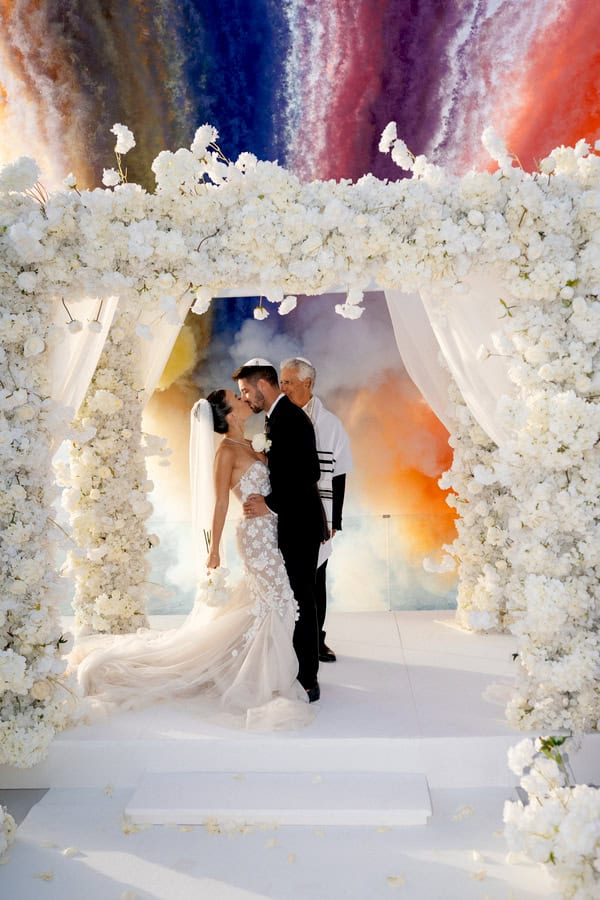 Romantic Destination Wedding Santorini Floral Arch