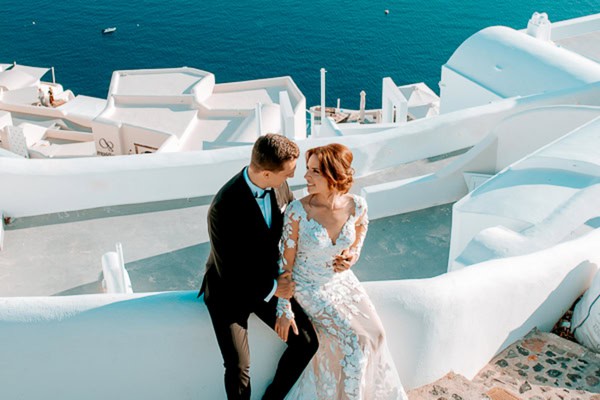 Romantic fall wedding at ktima elena with a stunning santorini next day | Katerina & Giannis