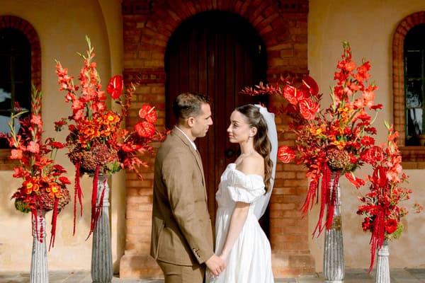 Gorgeous styled shoot with a bold red tablescape inspired by nature