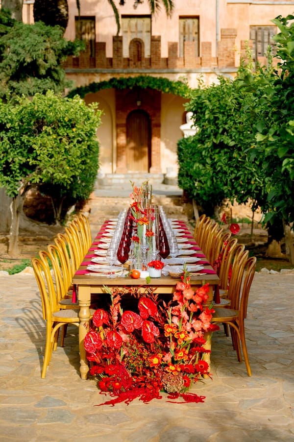 Gorgeous Styled Shoot With Bold Red Tablescape Inspired By Nature