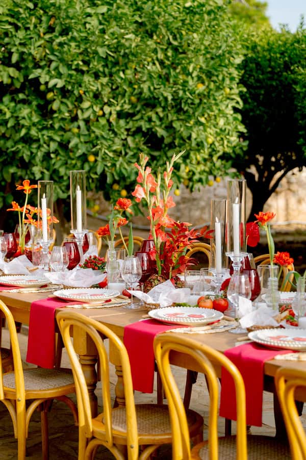 Gorgeous Styled Shoot With Bold Red Tablescape Inspired By Nature