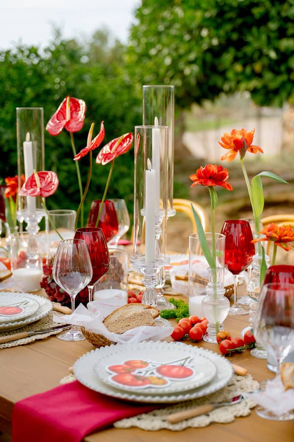 Gorgeous Styled Shoot With Bold Red Tablescape Inspired By Nature