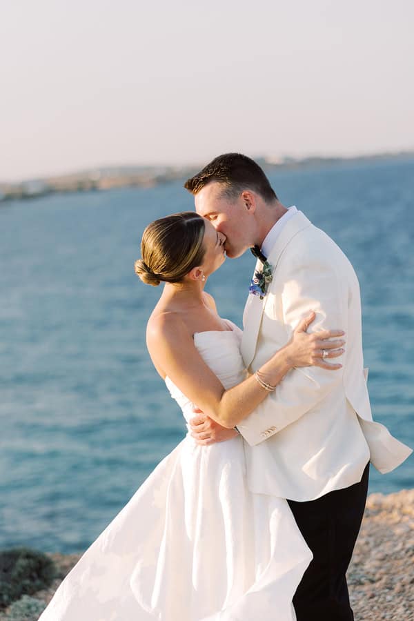Romantic Dusty Blue Ivory Destination Wedding Paros