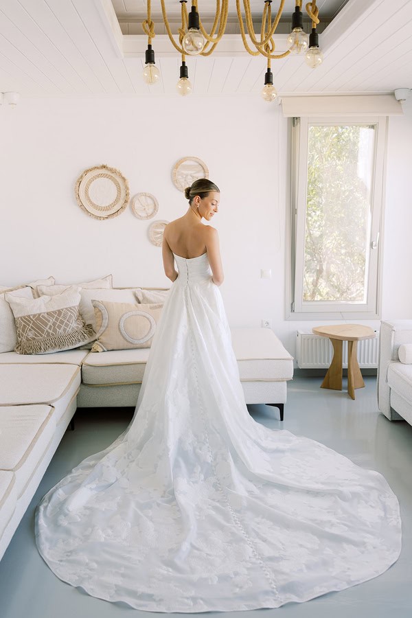 Romantic Dusty Blue Ivory Destination Wedding Paros