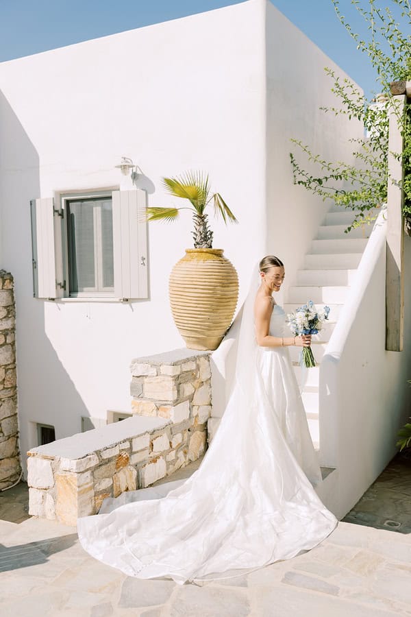 Romantic Dusty Blue Ivory Destination Wedding Paros