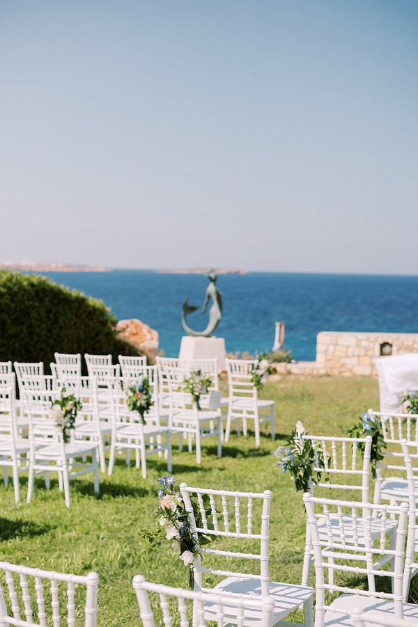 Romantic Dusty Blue Ivory Destination Wedding Paros