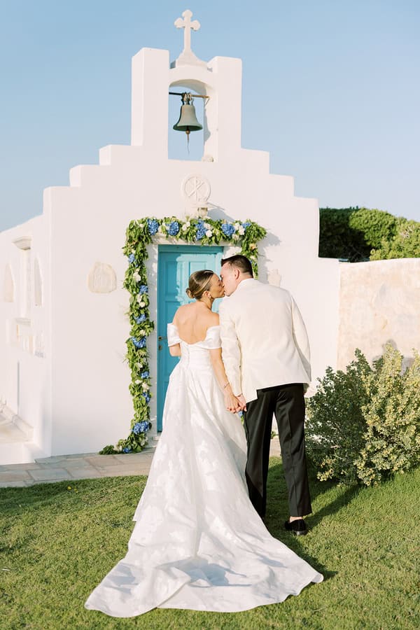 Romantic Dusty Blue Ivory Destination Wedding Paros
