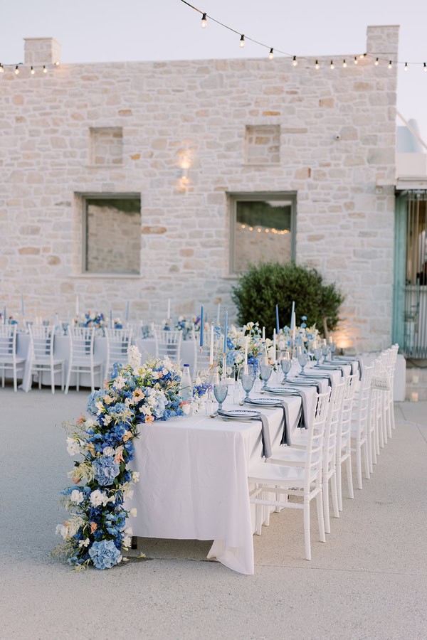 Romantic Dusty Blue Ivory Destination Wedding Paros