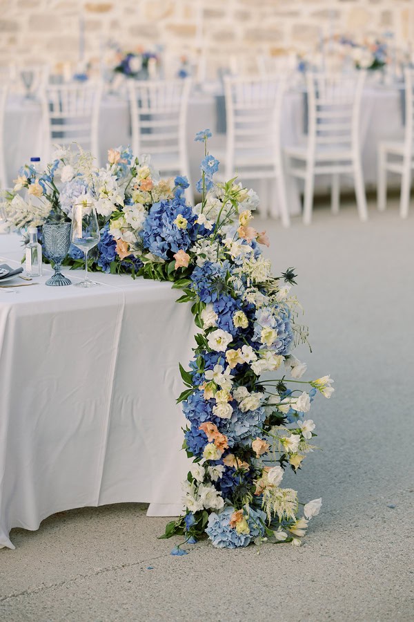 Romantic Dusty Blue Ivory Destination Wedding Paros