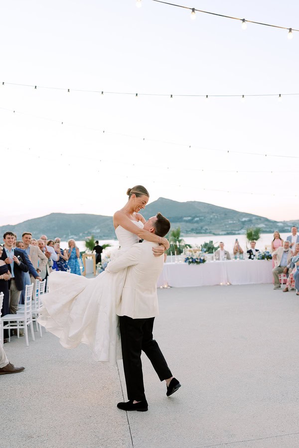 Romantic Dusty Blue Ivory Destination Wedding Paros