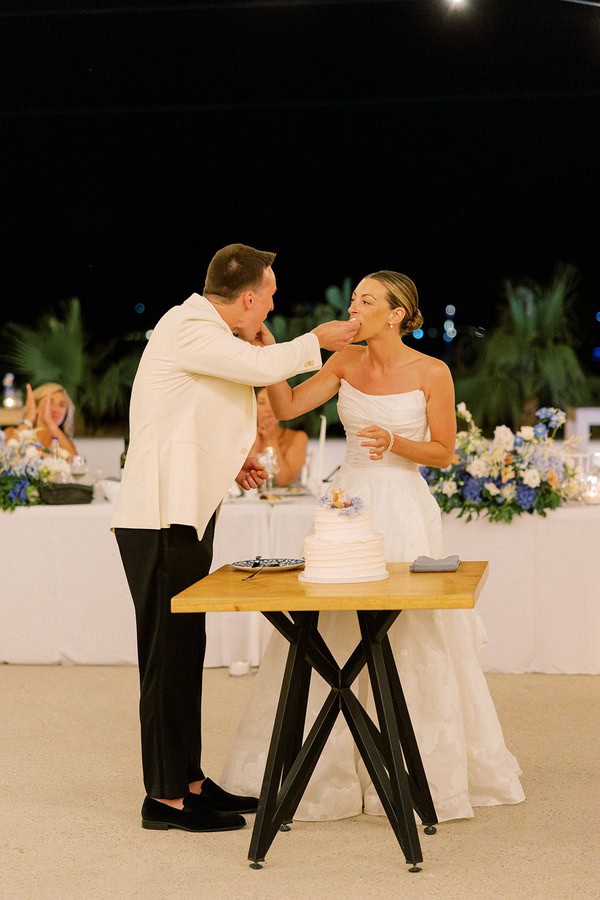 Romantic Dusty Blue Ivory Destination Wedding Paros