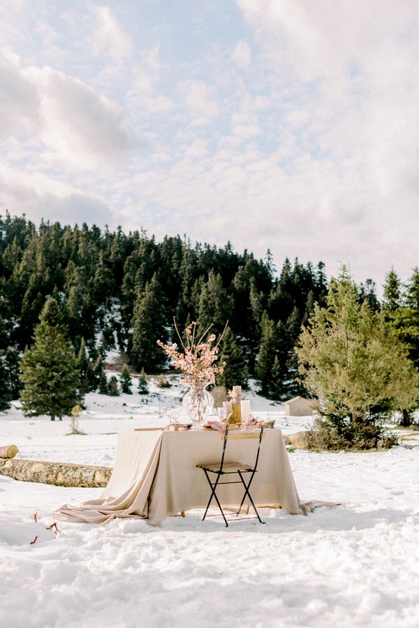 Romantic Winter Styled Shoot Snowy Landscape