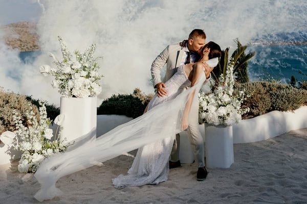 Fall destination wedding overlooking the bay of Mirabello in Elounda | Liliia & Hlib