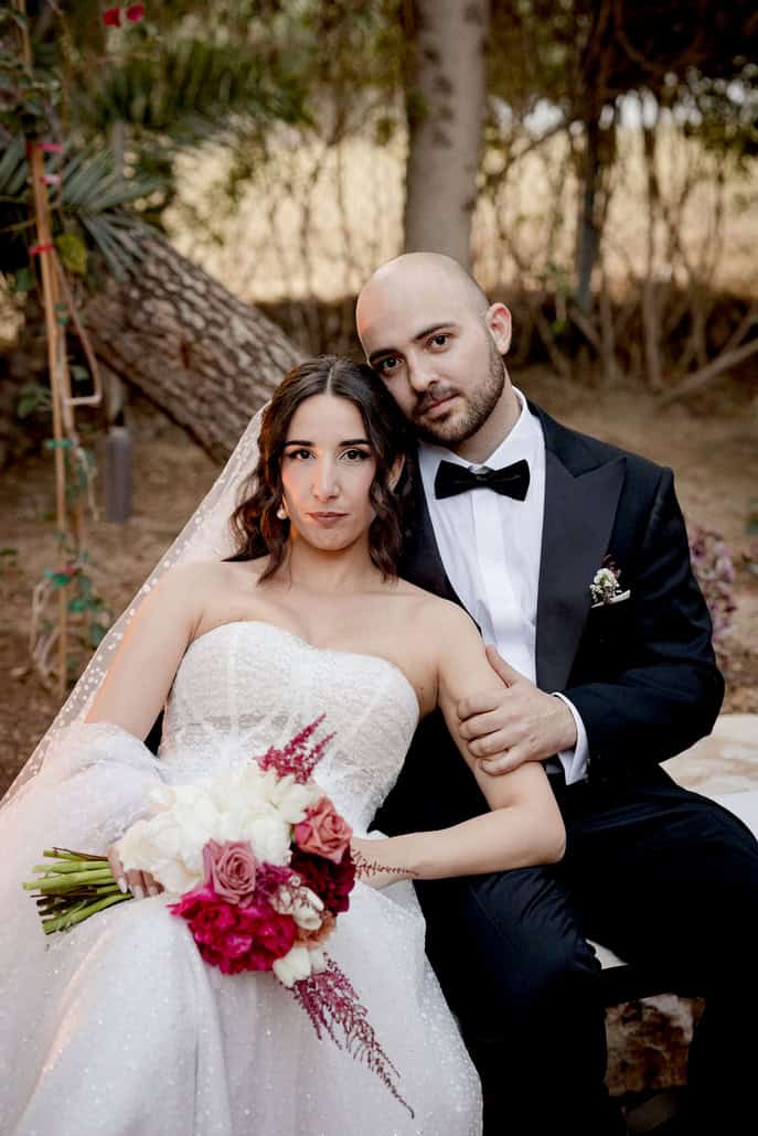 Romantic spring wedding at Ktima Kleopatra with burgundy and pink details | Fani & Konstantinos