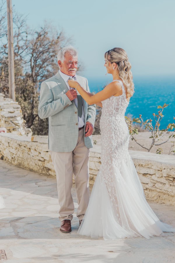 Romantic Summer Wedding Tinos Blue White Tones