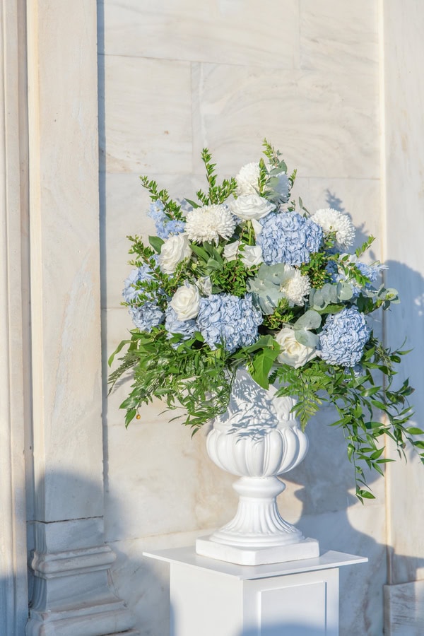 Romantic Summer Wedding Tinos Blue White Tones