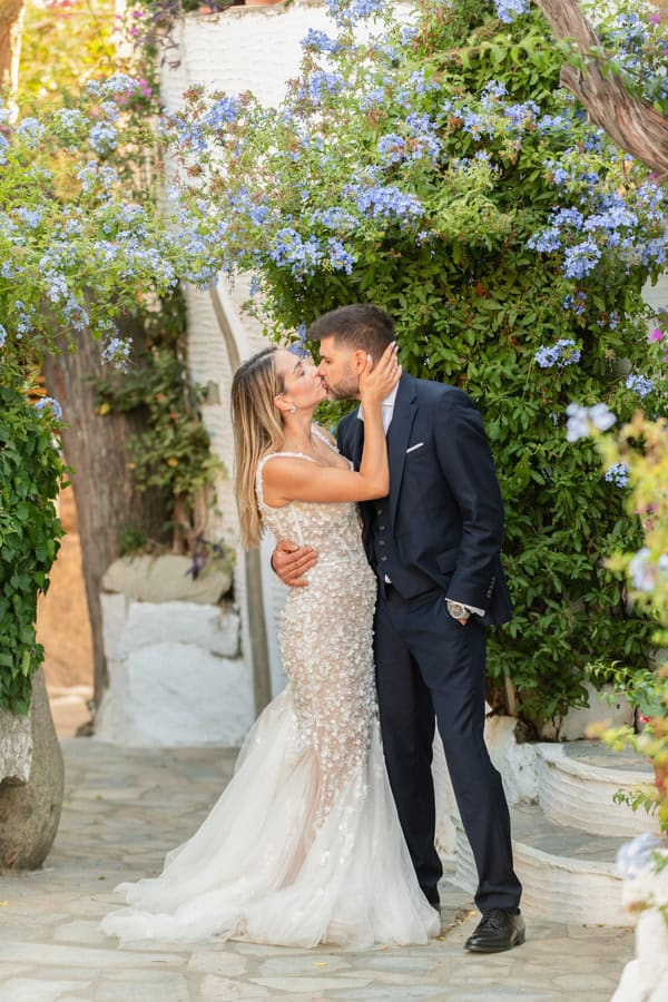 Romantic Summer Wedding Tinos Blue White Tones