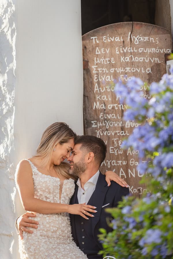 Romantic Summer Wedding Tinos Blue White Tones