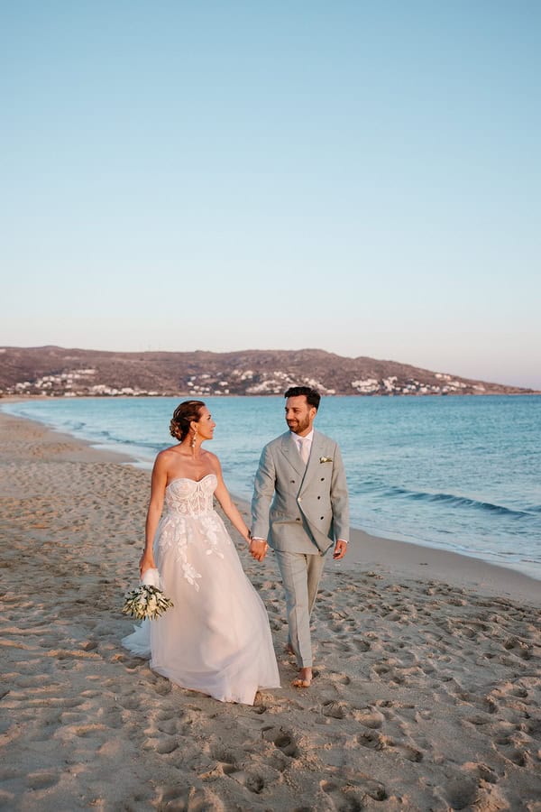 Romantic White Beach Ceremony Naxos Sunset