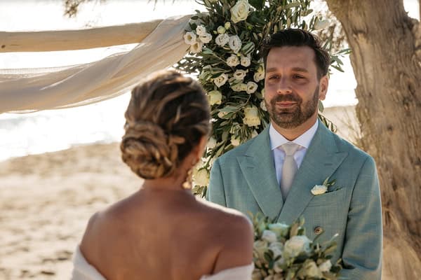 Romantic White Beach Ceremony Naxos Sunset