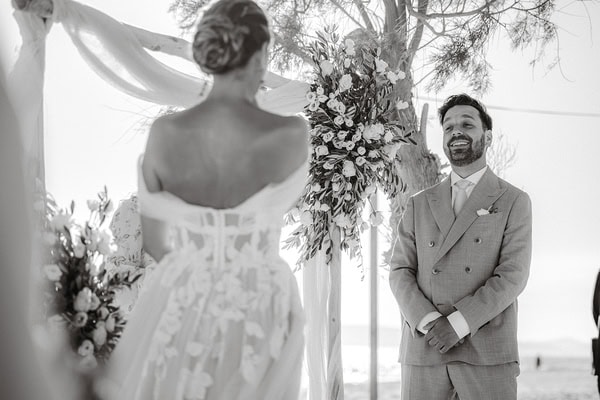 Romantic White Beach Ceremony Naxos Sunset